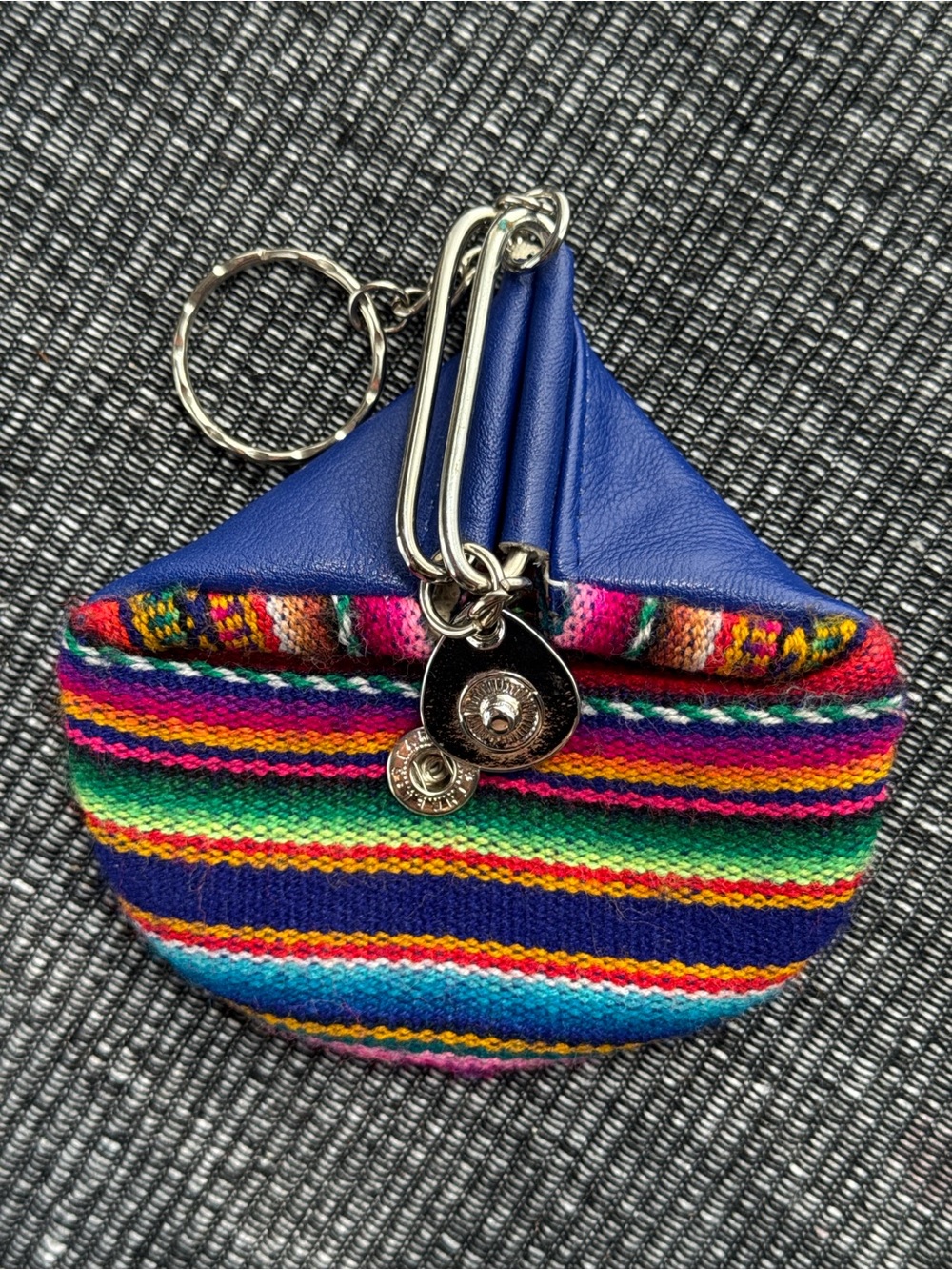 Souvenir ‘Peru’ Charm Coin Pouch Keychain Woven Textile - Picture 5 of 14